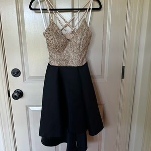 Elegant Black and Gold Lace Dress